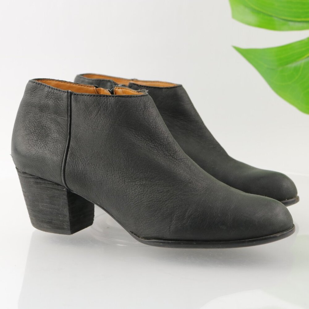 Lucky Brand Womens Tolache Boots Size 8.5 Black Leather Block Heel Comfy Booties